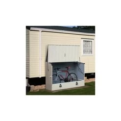 Abri à Vélos En Métal 1750L Crème 1,74m² + Kit D'ancrage TRIMETALS -Jardin Fournitures Rabais abri a velos en metal 1750l creme 174m trimetals 2