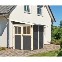 Abri Adossé En Bois Vitrifié Gris 3,27m² Wandlitz 2 - Karibu