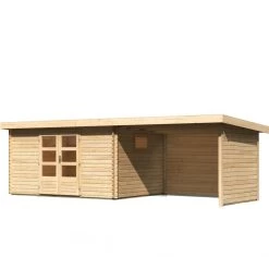 Abri De Jardin 11,49m² En Bois Massif 40mm Trittau 5 Avec Appentis 330cm, Paroi Arrière Et Latérale – Karibu -Jardin Fournitures Rabais abri de jardin 1149m en bois massif 40mm trittau 5 avec appentis 330cm paroi arriere et laterale woodfeeling 2
