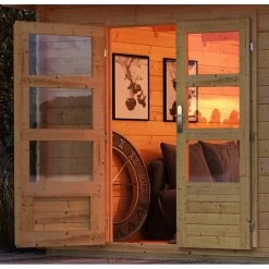 Abri De Jardin 11,49m² En Bois Massif 40mm Trittau 5 Avec Appentis 330cm, Paroi Arrière Et Latérale – Karibu -Jardin Fournitures Rabais abri de jardin 1149m en bois massif 40mm trittau 5 avec appentis 330cm paroi arriere et laterale woodfeeling 4