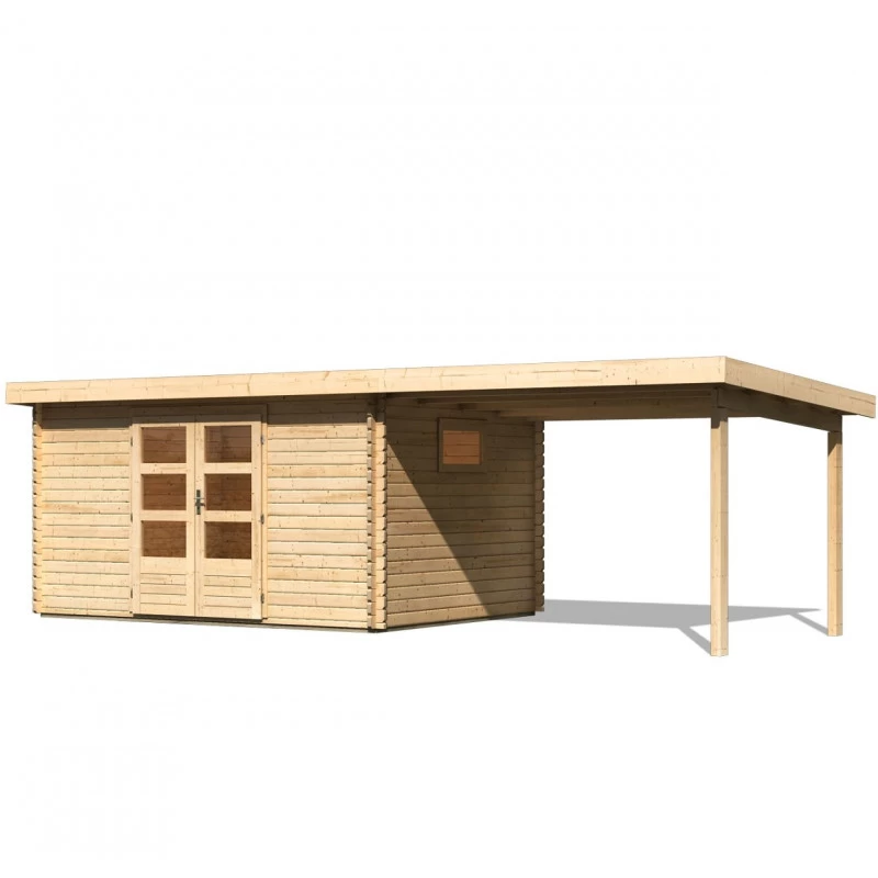 Abri De Jardin 11,49m² En Bois Massif 40mm Trittau 5 Avec Appentis 330cm – Karibu 3 Abri De Jardin 11,49m² En Bois Massif 40mm Trittau 5 Avec Appentis 330cm – Karibu – Image 3