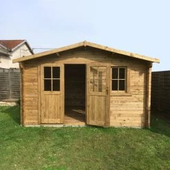 Abri De Jardin 12m² PLUS En Bois 40mm Traité Teinté Marron Gardy Shelter -Jardin Fournitures Rabais abri de jardin 12m plus en bois 40mm traite teinte marron gardy shelter 2