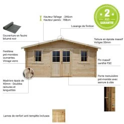 Abri De Jardin 16m² PLUS En Bois 40mm Brut Gardy Shelter 11 Abri De Jardin 16m² PLUS En Bois 40mm Brut Gardy Shelter -Jardin Fournitures Rabais abri de jardin 16m plus en bois 40mm brut gardy shelter 5