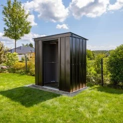 Abri De Jardin 2,7m² Monopente En Acier Galvanisé Noir Onyx Spacemaker -Jardin Fournitures Rabais abri de jardin 27m monopente en acier galvanise noir onyx spacemaker 2