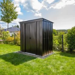 Abri De Jardin 2,7m² Monopente En Acier Galvanisé Noir Onyx Spacemaker