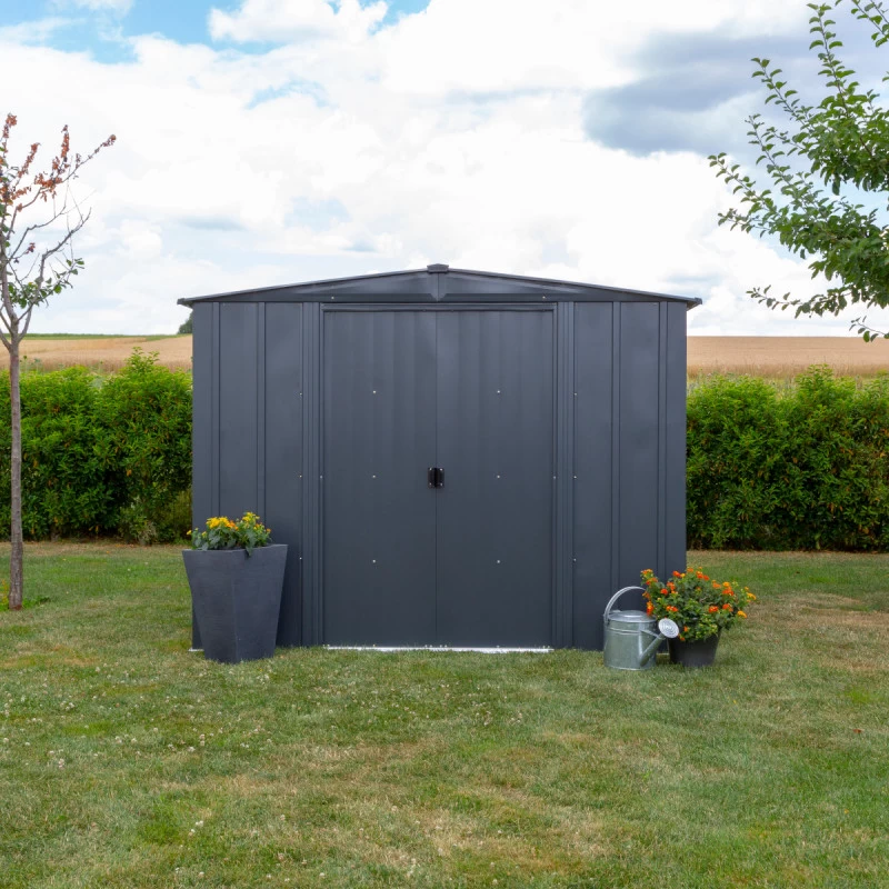 Abri De Jardin 3,65m² Toit Double Pente En Acier Galvanisé Anthracite Spacemaker 4 Abri De Jardin 3,65m² Toit Double Pente En Acier Galvanisé Anthracite Spacemaker – Image 4