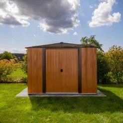 Abri De Jardin 4,26m² Toit Double Pente En Acier Galvanisé Aspect Bois Spacemaker -Jardin Fournitures Rabais abri de jardin 426m toit double pente en acier galvanise aspect bois spacemaker 5