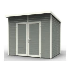 Abri De Jardin 4,31m² Skur 4 + Plancher Traité Peint Gris Baltic