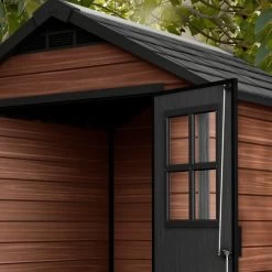 Abri De Jardin 5,12m² En Résine Imitation Bois Newton 757 - KETER -Jardin Fournitures Rabais abri de jardin 512m en resine imitation bois newton 757 keter 5