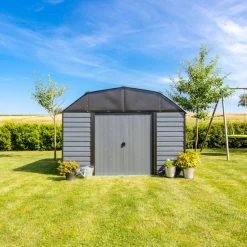 Abri De Jardin 7,8m² à Toit Mansardé En Acier Galvanisé Anthracite Spacemaker -Jardin Fournitures Rabais abri de jardin 78m type hangar en acier galvanise anthracite spacemaker 3