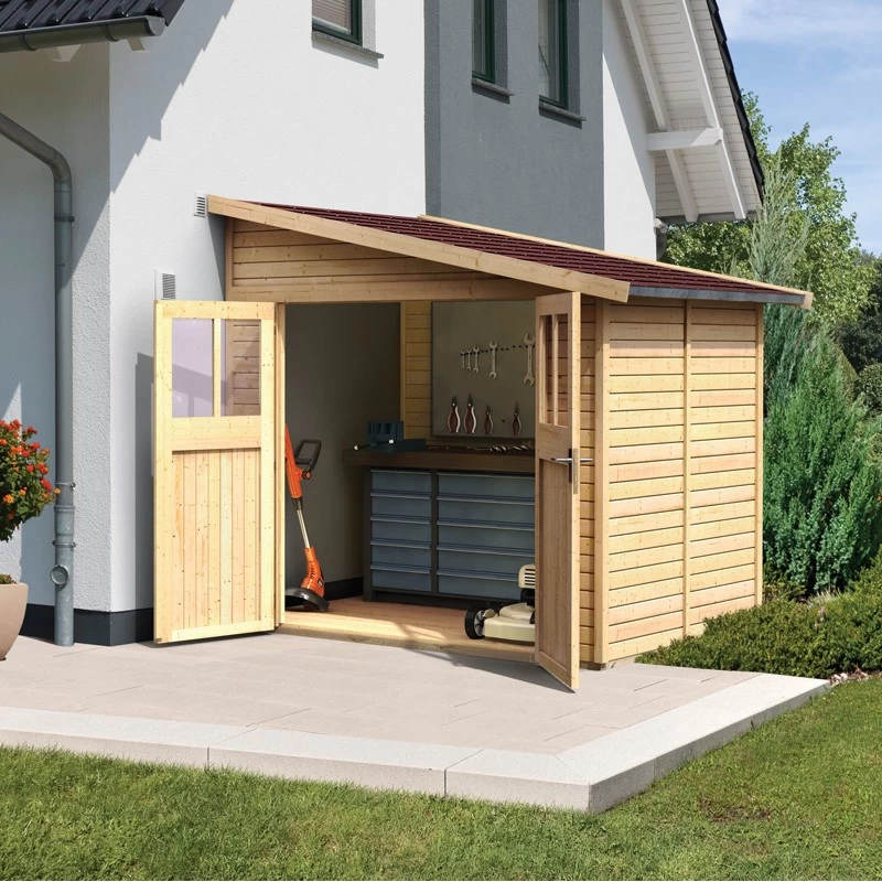 Abri De Jardin Adossé En Bois Certifié 4,18m² Bomlitz 2 - Karibu 1 Abri De Jardin Adossé En Bois Certifié 4,18m² Bomlitz 2 - Karibu
