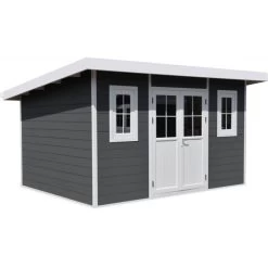 Abri De Jardin En Bois Composite 28mm Anthracite 12m² PREMIUM Toit Monopente - Woodlife Garden -Jardin Fournitures Rabais abri de jardin en bois composite 28mm anthracite 12m premium toit monopente woodlife garden 2