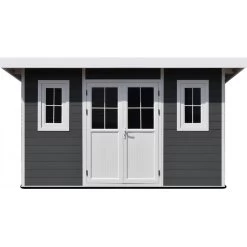 Abri De Jardin En Bois Composite 28mm Anthracite 12m² PREMIUM Toit Monopente - Woodlife Garden -Jardin Fournitures Rabais abri de jardin en bois composite 28mm anthracite 12m premium toit monopente woodlife garden 3