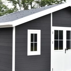 Abri De Jardin En Bois Composite 28mm Anthracite 14,75m² PREMIUM - Woodlife Garden -Jardin Fournitures Rabais abri de jardin en bois composite 28mm anthracite 1475m premium woodlife garden 2