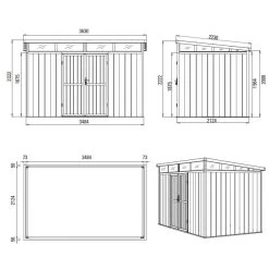 Abri De Jardin En Bois Composite 28mm Anthracite 8,09m² GORDON Skylight - Woodlife Garden -Jardin Fournitures Rabais abri de jardin en bois composite 28mm anthracite 809m gordon skylight woodlife garden 3