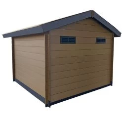 Abri De Jardin En Bois Composite 28mm Aspect Bois Vieilli 9m² Double Porte Alu Et Double Vitrage - Woodlife Garden -Jardin Fournitures Rabais abri de jardin en bois composite 28mm aspect bois vieilli 9m double porte alu et double vitrage woodlife 2