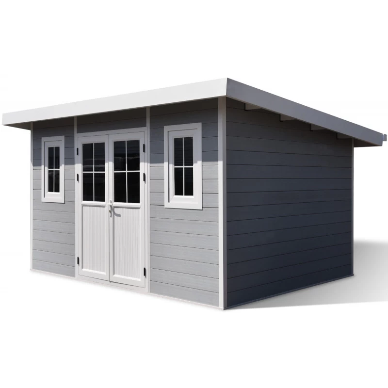 Abri De Jardin En Bois Composite 28mm Gris Clair 12m² PREMIUM Toit Plat - Woodlife Garden 3 Abri De Jardin En Bois Composite 28mm Gris Clair 12m² PREMIUM Toit Plat - Woodlife Garden – Image 3