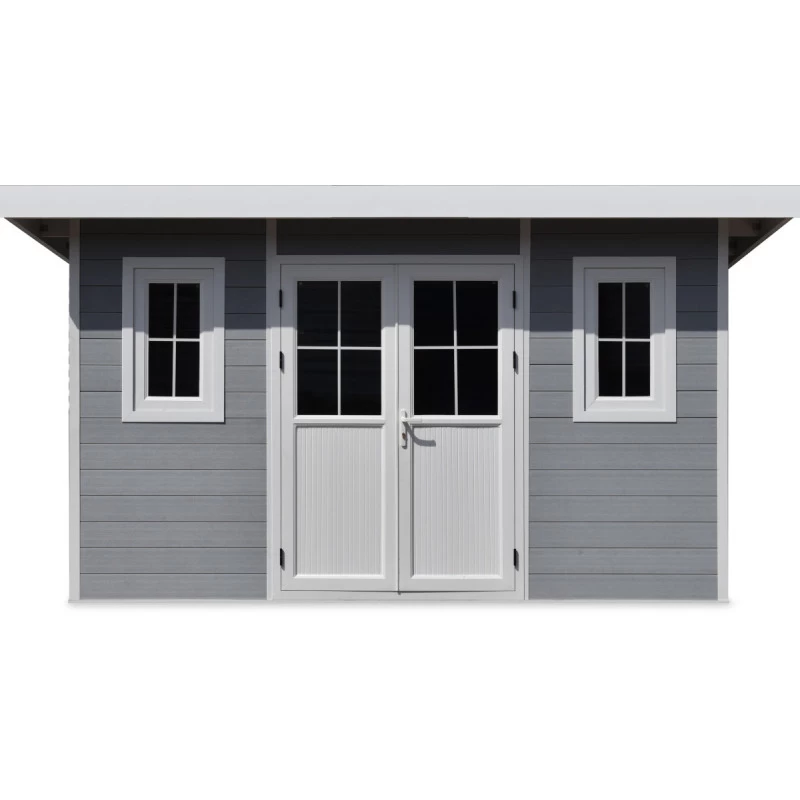 Abri De Jardin En Bois Composite 28mm Gris Clair 12m² PREMIUM Toit Plat - Woodlife Garden 4 Abri De Jardin En Bois Composite 28mm Gris Clair 12m² PREMIUM Toit Plat - Woodlife Garden – Image 4