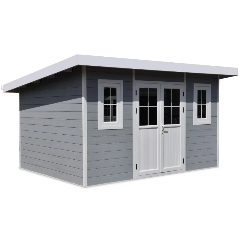 Abri De Jardin En Bois Composite 28mm Gris Clair 12m² PREMIUM Toit Plat - Woodlife Garden 1 Abri De Jardin En Bois Composite 28mm Gris Clair 12m² PREMIUM Toit Plat - Woodlife Garden