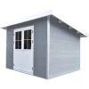 Abri De Jardin En Bois Composite 28mm Gris Clair 4,41m² PREMIUM Toit Plat - Woodlife Garden