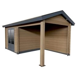 Abri De Jardin En Bois Composite Bois Vieilli 9m² + 9m² Terrasse - Woodlife Garden -Jardin Fournitures Rabais abri de jardin en bois composite bois vieilli 9m 9m terrasse woodlife 2