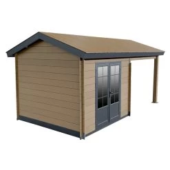 Abri De Jardin En Bois Composite Bois Vieilli 9m² + 9m² Terrasse - Woodlife Garden -Jardin Fournitures Rabais abri de jardin en bois composite bois vieilli 9m 9m terrasse woodlife 3