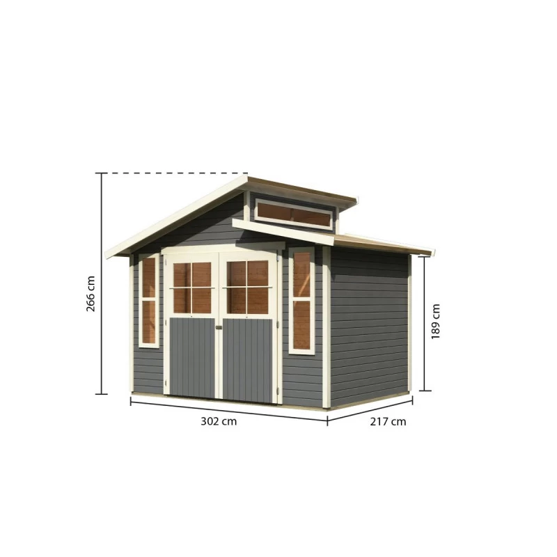 Abri De Jardin En Bois Gris Terre 6,55m² Avec Toit En Gradins - Grauburg 6 - Karibu 2 Abri De Jardin En Bois Gris Terre 6,55m² Avec Toit En Gradins - Grauburg 6 - Karibu – Image 2