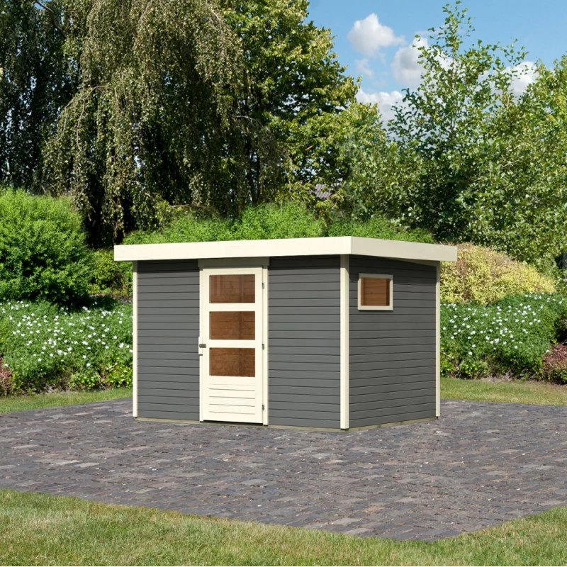 Abri De Jardin En Bois Gris Terre 6,55m² Freiburg 4 - Karibu 2 Abri De Jardin En Bois Gris Terre 6,55m² Freiburg 4 - Karibu – Image 2