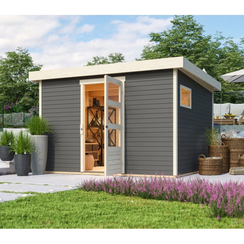 Abri De Jardin En Bois Gris Terre 9,24m² Freiburg 6 - Karibu 1 Abri De Jardin En Bois Gris Terre 9,24m² Freiburg 6 - Karibu
