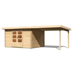 Abri De Jardin En Bois Massif 10,60m² Bastrup 7 Avec Appentis 300cm – Karibu -Jardin Fournitures Rabais abri de jardin en bois massif 1060m bastrup 7 avec appentis 300cm woodfeeling 2