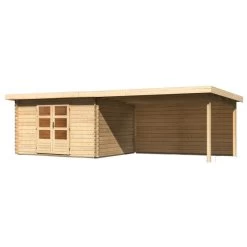 Abri De Jardin En Bois Massif 10,60m² Bastrup 7 Avec Appentis 400cm Et Paroi Arrière – Karibu -Jardin Fournitures Rabais abri de jardin en bois massif 1060m bastrup 7 avec appentis 400cm et paroi arriere woodfeeling 2