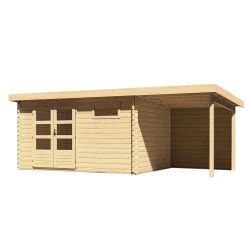 Abri De Jardin En Bois Massif 11,49m² Bastrup 8 Avec Appentis 200cm Et Paroi Arrière – Karibu -Jardin Fournitures Rabais abri de jardin en bois massif 1149m bastrup 8 avec appentis 200cm et paroi arriere woodfeeling 2