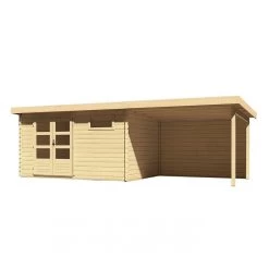 Abri De Jardin En Bois Massif 11,49m² Bastrup 8 Avec Appentis 300cm Et Paroi Arrière – Karibu -Jardin Fournitures Rabais abri de jardin en bois massif 1149m bastrup 8 avec appentis 300cm et paroi arriere woodfeeling 2