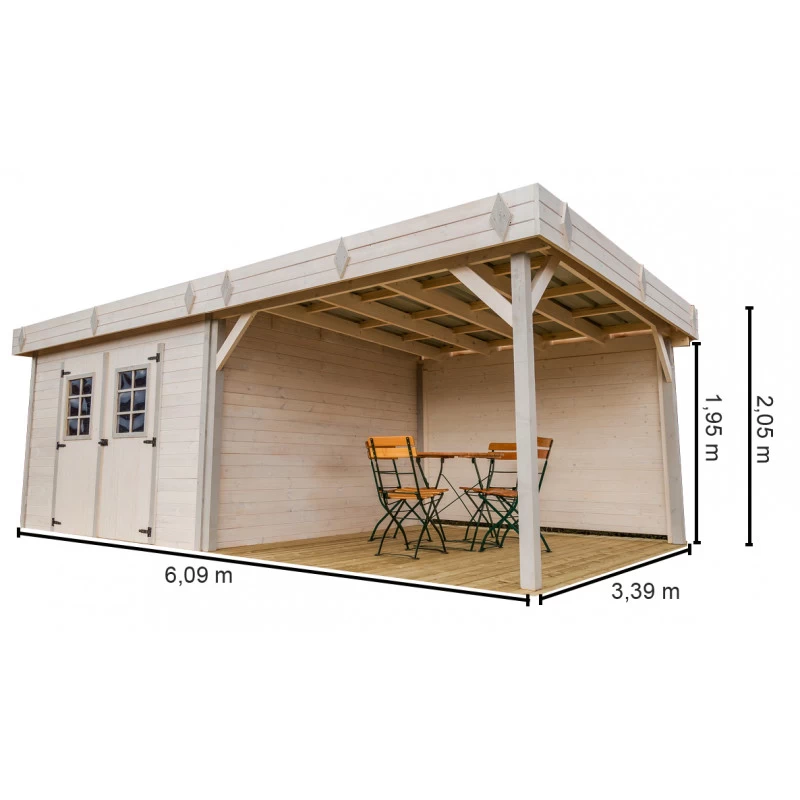 Abri De Jardin En Bois Massif 20,64m² Avec Terrasse – Madriers 28mm – Toiture En Bac Acier – Habrita 2 Abri De Jardin En Bois Massif 20,64m² Avec Terrasse – Madriers 28mm – Toiture En Bac Acier – Habrita – Image 2