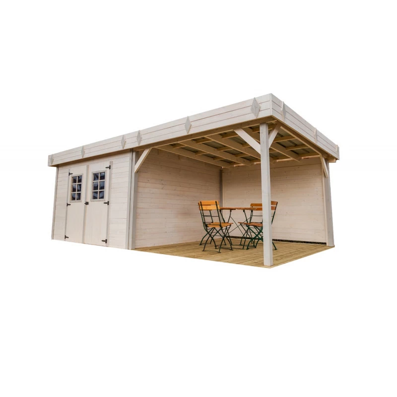Abri De Jardin En Bois Massif 20,64m² Avec Terrasse – Madriers 28mm – Toiture En Bac Acier – Habrita 1 Abri De Jardin En Bois Massif 20,64m² Avec Terrasse – Madriers 28mm – Toiture En Bac Acier – Habrita