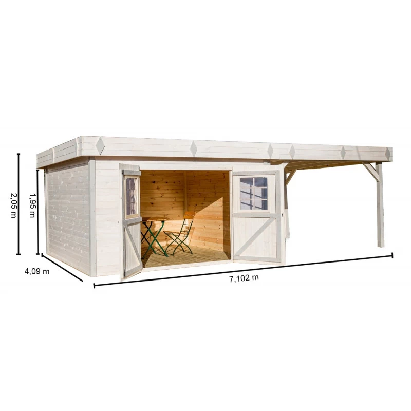 Abri De Jardin En Bois Massif 29,04m² Avec Terrasse – Madriers 28mm – Toiture En Bac Acier – Habrita 2 Abri De Jardin En Bois Massif 29,04m² Avec Terrasse – Madriers 28mm – Toiture En Bac Acier – Habrita – Image 2