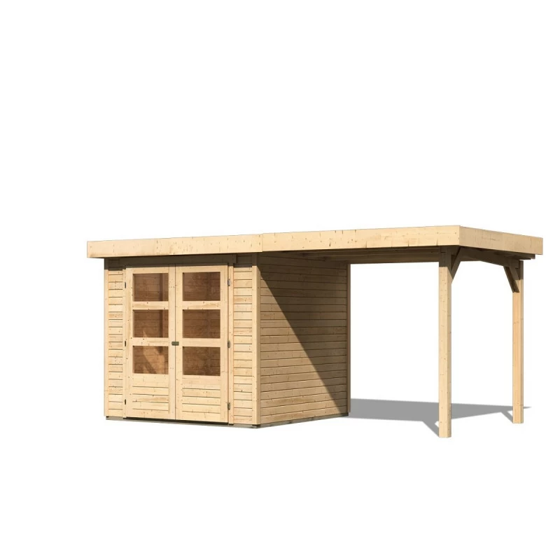 Abri De Jardin En Bois Massif 4,62m² Askola 2 Avec Appentis 240cm – Karibu 3 Abri De Jardin En Bois Massif 4,62m² Askola 2 Avec Appentis 240cm – Karibu – Image 3