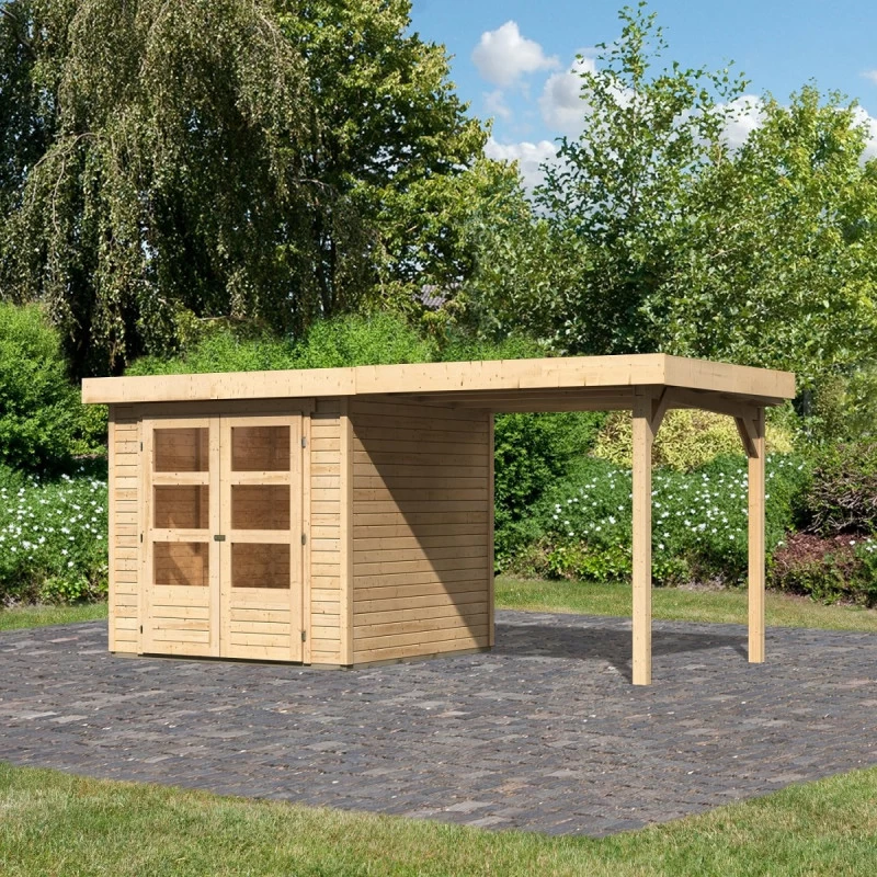 Abri De Jardin En Bois Massif 4,62m² Askola 2 Avec Appentis 240cm – Karibu 1 Abri De Jardin En Bois Massif 4,62m² Askola 2 Avec Appentis 240cm – Karibu