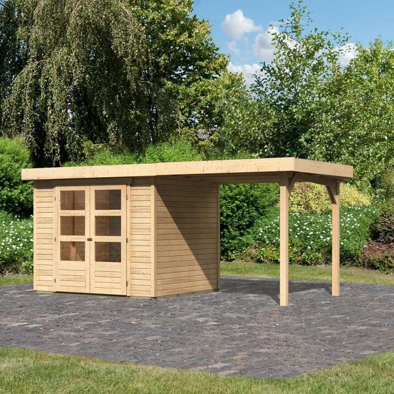 Abri De Jardin En Bois Massif 5,25m² Askola 3 Avec Appentis 240cm – Karibu 1 Abri De Jardin En Bois Massif 5,25m² Askola 3 Avec Appentis 240cm – Karibu