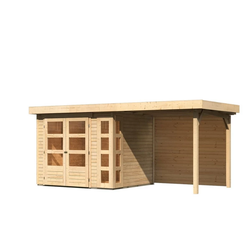 Abri De Jardin En Bois Massif 5,25m² Kerko 3 Avec Appentis 240cm Et Paroi Arrière – Karibu 3 Abri De Jardin En Bois Massif 5,25m² Kerko 3 Avec Appentis 240cm Et Paroi Arrière – Karibu – Image 3