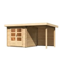 Abri De Jardin En Bois Massif 5,62m² Bastrup 2 Avec Appentis 200cm Et Paroi Arrière – Karibu -Jardin Fournitures Rabais abri de jardin en bois massif 562m bastrup 2 avec appentis 200cm et paroi arriere woodfeeling 2