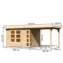 Abri De Jardin En Bois Massif 6,55m² Kerko 4 Avec Appentis 240cm – Karibu 8 Abri De Jardin En Bois Massif 6,55m² Kerko 4 Avec Appentis 240cm – Karibu -Jardin Fournitures Rabais abri de jardin en bois massif 655m kerko 4 avec appentis 240cm woodfeeling 2