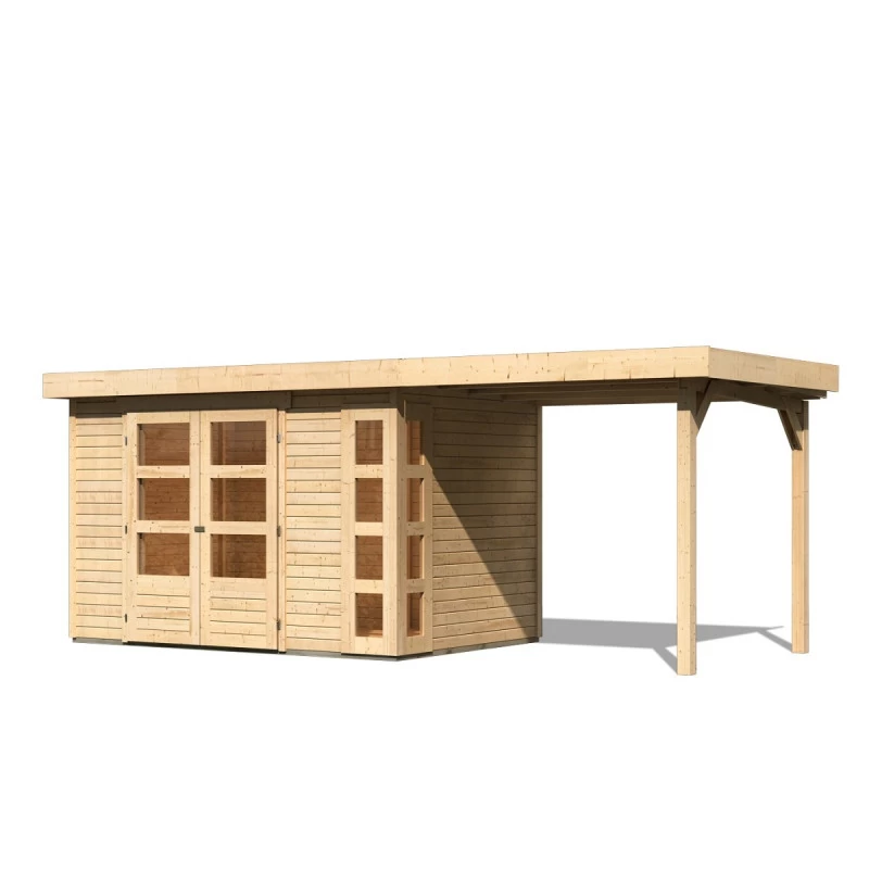 Abri De Jardin En Bois Massif 6,55m² Kerko 4 Avec Appentis 240cm – Karibu 4 Abri De Jardin En Bois Massif 6,55m² Kerko 4 Avec Appentis 240cm – Karibu – Image 4
