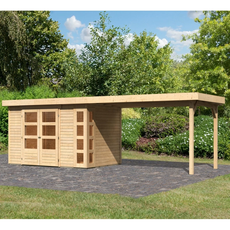 Abri De Jardin En Bois Massif 6,55m² Kerko 4 Avec Appentis 280cm – Karibu 1 Abri De Jardin En Bois Massif 6,55m² Kerko 4 Avec Appentis 280cm – Karibu