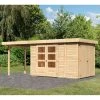 Abri De Jardin En Bois Massif 6,92m² Retola 3 Avec Armoire Intégrée Et Appentis 240cm – Karibu