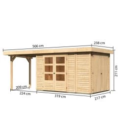 Abri De Jardin En Bois Massif 6,92m² Retola 3 Avec Armoire Intégrée Et Appentis 240cm – Karibu -Jardin Fournitures Rabais abri de jardin en bois massif 692m retola 3 avec armoire integree et appentis 240cm woodfeeling 2