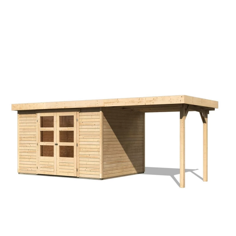 Abri De Jardin En Bois Massif 7,43m² Askola 5 Avec Appentis 240cm – Karibu 3 Abri De Jardin En Bois Massif 7,43m² Askola 5 Avec Appentis 240cm – Karibu – Image 3