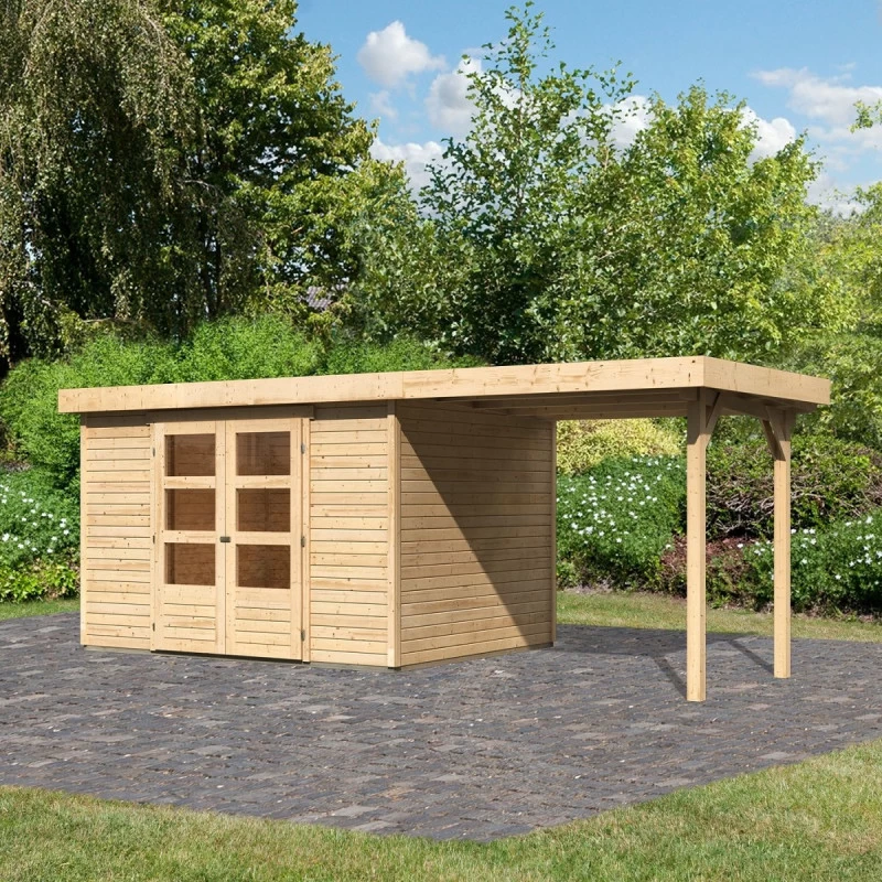 Abri De Jardin En Bois Massif 7,43m² Askola 5 Avec Appentis 240cm – Karibu 1 Abri De Jardin En Bois Massif 7,43m² Askola 5 Avec Appentis 240cm – Karibu
