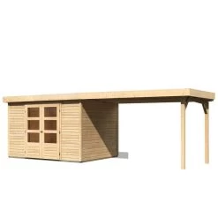 Abri De Jardin En Bois Massif 7,43m² Askola 5 Avec Appentis 280cm – Karibu -Jardin Fournitures Rabais abri de jardin en bois massif 743m askola 5 avec appentis 280cm woodfeeling 2