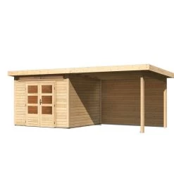 Abri De Jardin En Bois Massif 7,50m² Kandern 6 Avec Appentis 320cm Et Paroi Arrière – Karibu -Jardin Fournitures Rabais abri de jardin en bois massif 750m kandern 6 avec appentis 320cm et paroi arriere woodfeeling 2